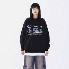 세인트페인 남녀공용 온 헤븐 기모 오버핏 스웨트 티셔츠