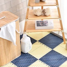 Compose House 防滑浴室地墊 2款 x 5片組, 1套, 海軍藍, 奶油色