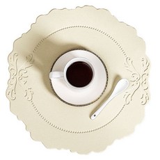 로이윙 엔틱 식탁 테이블 PVC 매트 라운드, 아이보리, 38 x 36.5 cm, 1개