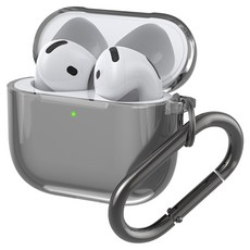 Onenough 柔軟果凍AirPods 4保護殼, 透明黑, AirPods 4, 1個