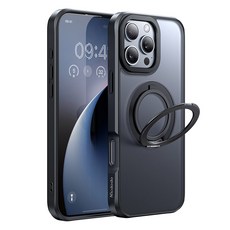 맥도도 맥세이프 링 스탠드 휴대폰 케이스, 아이폰16 (PC-4930), 매트블랙