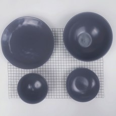 파울러스 솔 한식기 세트 4p, 그레이, 1세트, 공기 + 접시 소 + 접시 대 + 면기