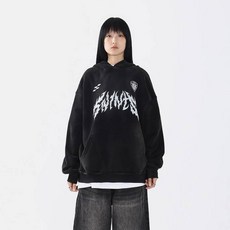 세인트페인 남녀공용 SP 메탈 스프레이 피그먼트 기모 오버핏 보온 후드