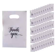 Hugoing 感謝塑膠提袋, 100個, 白色