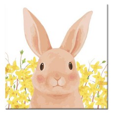 Momofix Painting DIY數字油畫組 40 x 40 cm, S08 兔子和迎春花