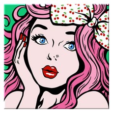 Momofix Painting DIY數字油畫組 40 x 40 cm, E08 粉紅頭髮的少女