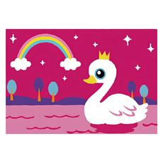 Momofix Painting DIY 數字油畫 10 x 15 cm, A15 彩虹天鵝, 1個