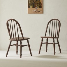 퍼피노 빌리 원목 식탁의자 아치형 방문설치, 다크브라운, 2개