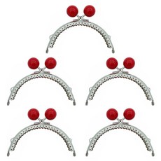 MaDaKkuMi 圓形口金零錢包DIY 珍珠珠 10.5cm, 紅色, 5個