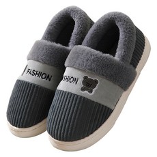 EVER HOUSE 小熊刷毛絨毛室內拖鞋, 1個, 灰色