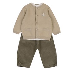 ETTOI 兒童木質開襟衫+T恤+褲子套裝