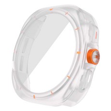 ZELSEN Ultra變身 全包覆一體式 9H 鋼化玻璃智慧手錶保護殼 44mm, 半透明, 1個