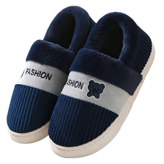 EVER HOUSE 小熊刷毛絨毛室內拖鞋, 1個, 海軍藍