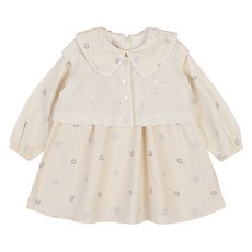 ETTOI 女童Hea佩斯利棉質洋裝+針織背心套裝