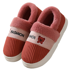 EVER HOUSE 小熊拉絨毛皮客廳鞋, 1個, 紅色