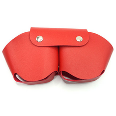 데일리조이 에어팟 맥스호환 똑딱이 헤드폰 헤드셋 가죽 파우치, 레드, 1개