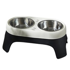 PASTEL PET 寵物雙碗架 M, 黑色, 1個