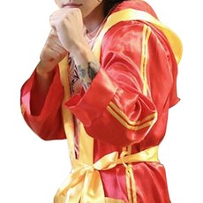 拳擊手角色扮演服長袍 + 褲子套裝, 1套, 世界冠軍紅