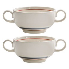 Kanesuzu Fog Blue Line 雙耳湯碗 265ml, 混色, 2個