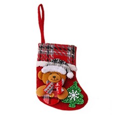 The Flow Commerce 格紋聖誕襪 聖誕樹裝飾品, 1個, 小熊