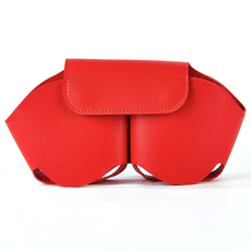 데일리조이 에어팟 맥스호환 마그네틱 버클 헤드폰 헤드셋 가죽 파우치, 레드, 1개