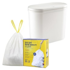 MONACO OLIVE 一鍵式寬型垃圾桶 10L + 附拉繩分類回收袋 30L x 100入 套組, 白色