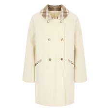 샐리 여성용 체크카라 더블 울 핸드 메이드 코트 I4D-MCT007