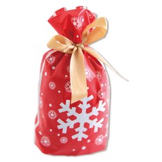 Inp 聖誕絲帶禮品袋紅白色雪花 15 x 23 + 7cm, 50個, 1入