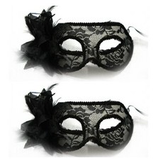 胸花網紗眼罩, 黑色, 2個