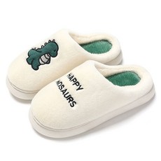 EVER HOUSE 可愛迷你恐龍棉質室內拖鞋, 白色, 1個