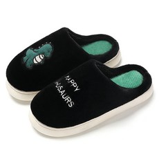 EVER HOUSE 可愛迷你恐龍棉質室內拖鞋, 黑色, 1個