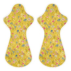 eechae 一體成型特長夜用棉質衛生棉 黃色花卉, 夜用以上, 2個, 1入