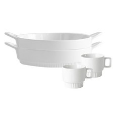 PRELUDE Liloise 圓形烤盤 L x 2p + 馬克杯 2p 套裝, 1組, 白色