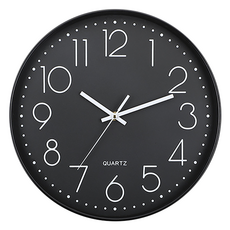풀템 무소음 라운드 소형 벽시계 8인치, 올블랙