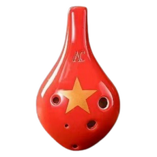 JK 繁星夜空 6孔中音C調陶笛, 長吹嘴(紅星), 單一商品, 1個