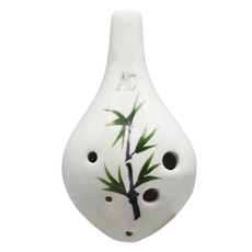 JK 6孔中音C調化石陶笛, 長吹嘴(竹子), 單一商品, 1個