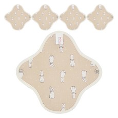 eechae 米色兔子棉布衛生棉, 1入, 5個