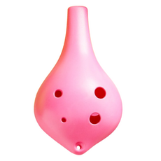 JK 高品質初學者用防碎裂6孔中音C調陶笛, 長吹嘴 粉紅色, 單一商品, 1個