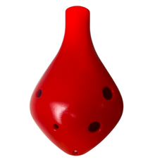 JK 高品質初學者用防碎裂6孔中音C調陶笛, 長吹嘴 紅色, 單一商品, 1個