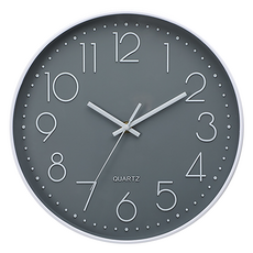 풀템 무소음 라운드 소형 벽시계 8인치, 그레이실버