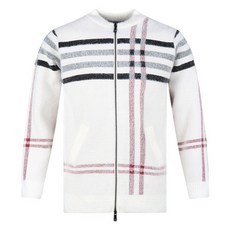 luxgolf 男士全拉鍊格紋針織開襟衫 BLU4A701