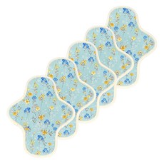 eechae 花朵一體成型棉質衛生棉 藍色花卉, 5個, 1入, 小型