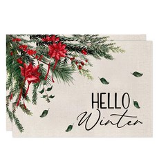 Allode 線條格紋聖誕餐墊, 13 Hello, 30 x 45 cm, 2個