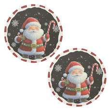 Allode 圓形花環聖誕餐墊, 14 微笑聖誕老人, 2個, 35 x 35 cm