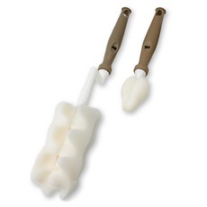 베이비베어 국내 제조 엠보 젖병솔 + 젖꼭지솔 세트, 브라운, 1세트