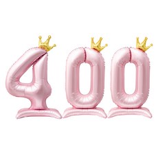 inbloom 大型皇冠站立派對氣球 數字4 + 數字0 2入組, 1套, 粉紅色