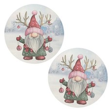알로데 라운드 리스 크리스마스 테이블 매트, 13 사슴뿔산타, 2개, 35 x 35 cm
