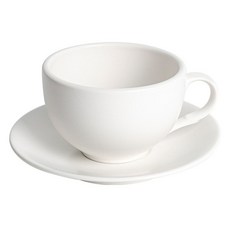 Mooa 家用咖啡廳卡布奇諾杯 M 250ml + 杯盤組, 1套, 白色