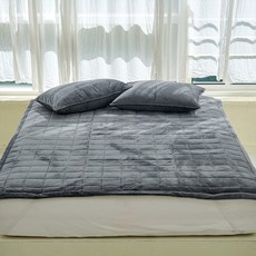 심플럭스 밍크 극세사 누빔 침대 패드, 윈터그레이