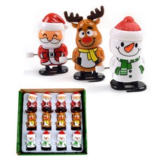 走路的聖誕老人家族 發條玩具 3 x 7 cm 3種 x 4p 套組, 1套, 混色